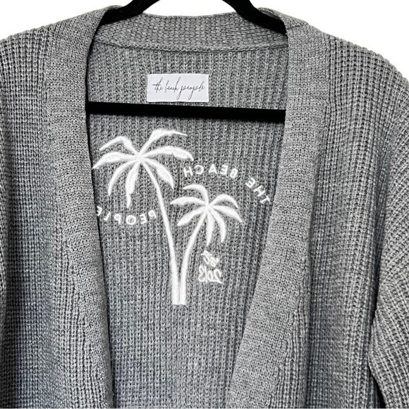 The Beach People Twins Palm Open Front Grey Front Pockets Cardigan Size XS - S - Picture 5 of 9
